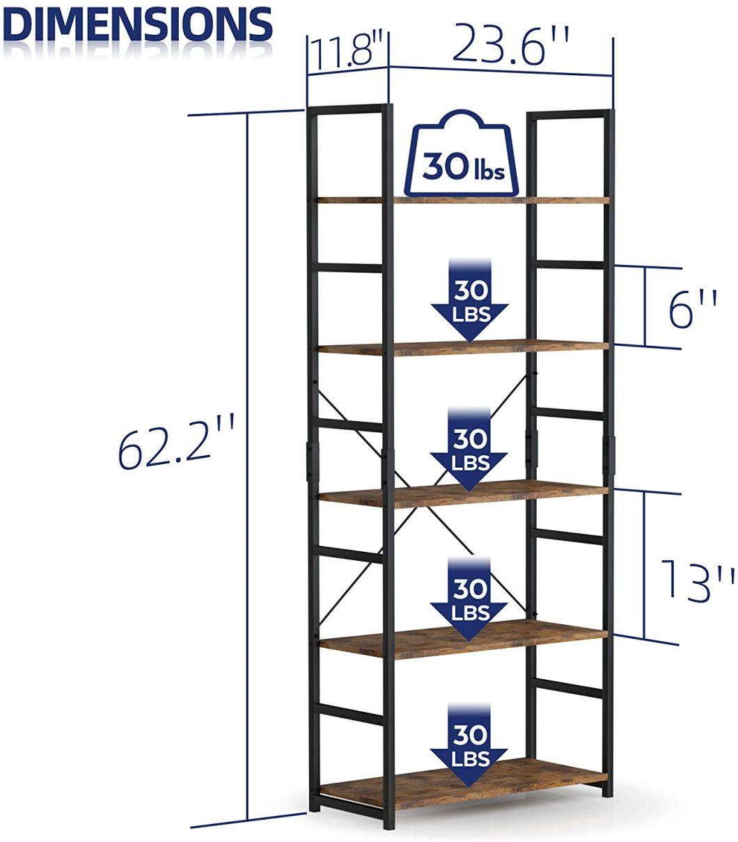 Modern 5 Tier Bookshelf Bookcase Shelf Storage for Living Room Home Office