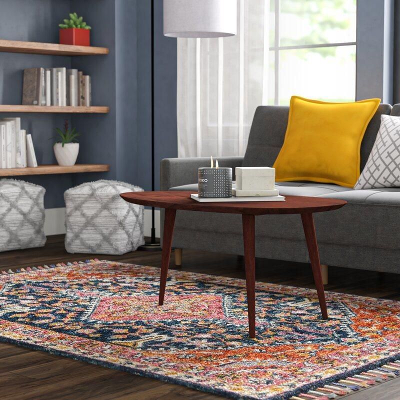 Walnut Round Coffee Table Furniture with Solid Wood Leg for Living Room