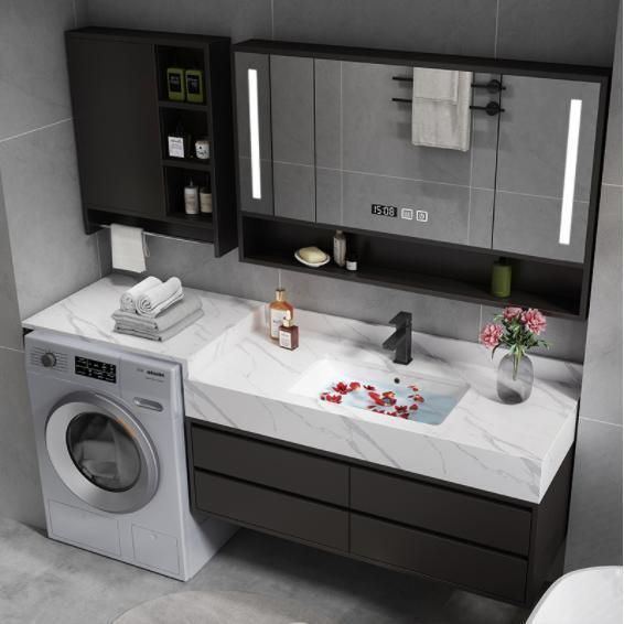 Light Luxury Rock Board One Nordic Bathroom Cabinet Combination Modern Simple Hand Wash Basin Toilet Wash Table Mirror Cabinet