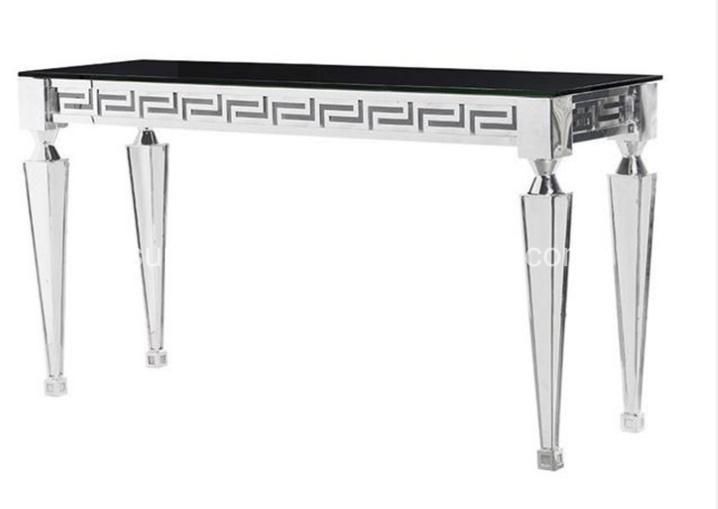 Nordic Style Black Glass Top Stainless Steel Long Bar Tables