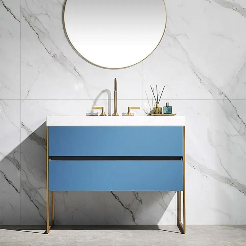 39.4" Wall-Mounted Bathroom Vanity with Ceramic Sink & Storage