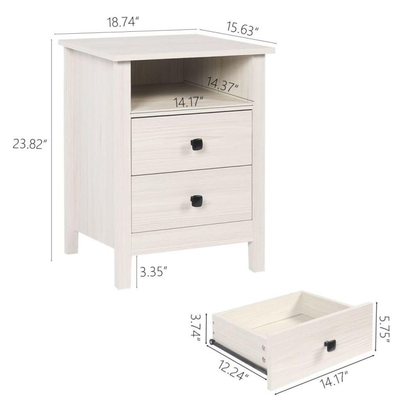 Wood Nightstand - Bedroom Tall Night Stand Bedside Table with Storage