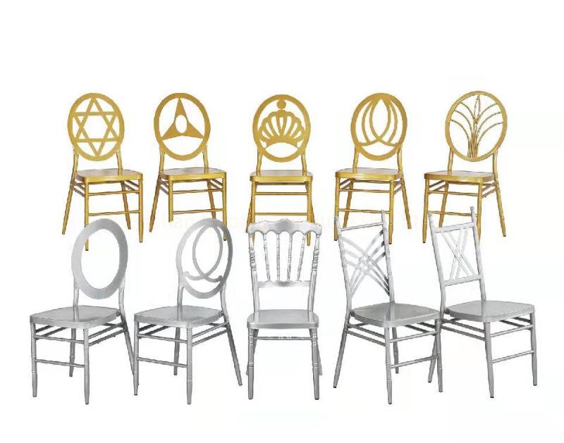 USA British Flower Back Wedding Gold Round Legs Dining Chair Cheap Outdoor Garden Aluminum Iron Metal Bamboo French Bistro Patio Restaurant Stack Chair