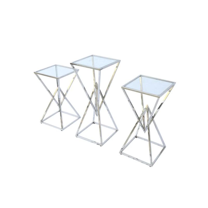 Modern Wholesale Bar Table with Tempered Glass Top for Wedding Furniture Table