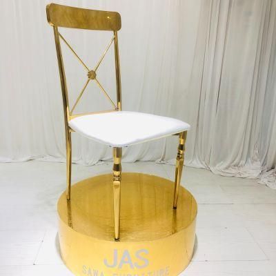 Elegant Cross Back Gold Stainless Steel Chair for Wedding Event