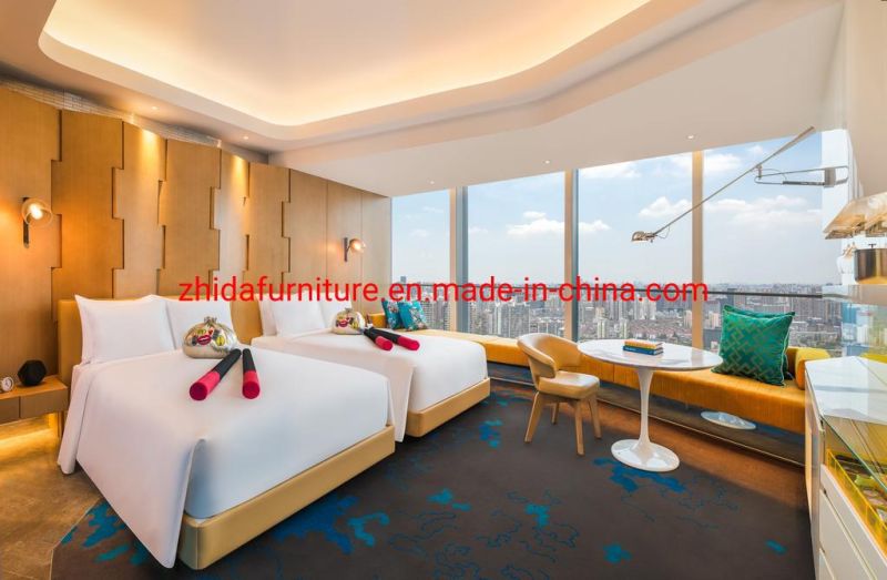 Modern Design Commercial High Quality Complete Hotel Furniture Master Bedroom Set King Size Bed with MDF Wooden Headboard Wall