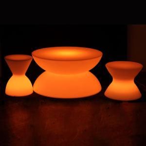 Plastic Material LED White Coffee Table in RGB Color Changing for Hotel Amenities