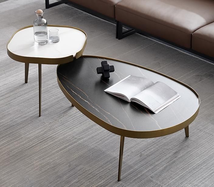 Modern Apartment Furniture Marble Rock Plate Tea Table
