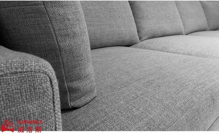 Modern and Simply Metal Frame with Wood Armrest Recreational Fabric Sofa for Living Room