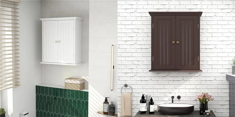 Modern Minimalist Bathroom Wall-Mounted Storage Cabinet with Doors and Adjustable Shelves 0240