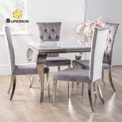 European Style Dining Room Square Dining Table with Marble Top
