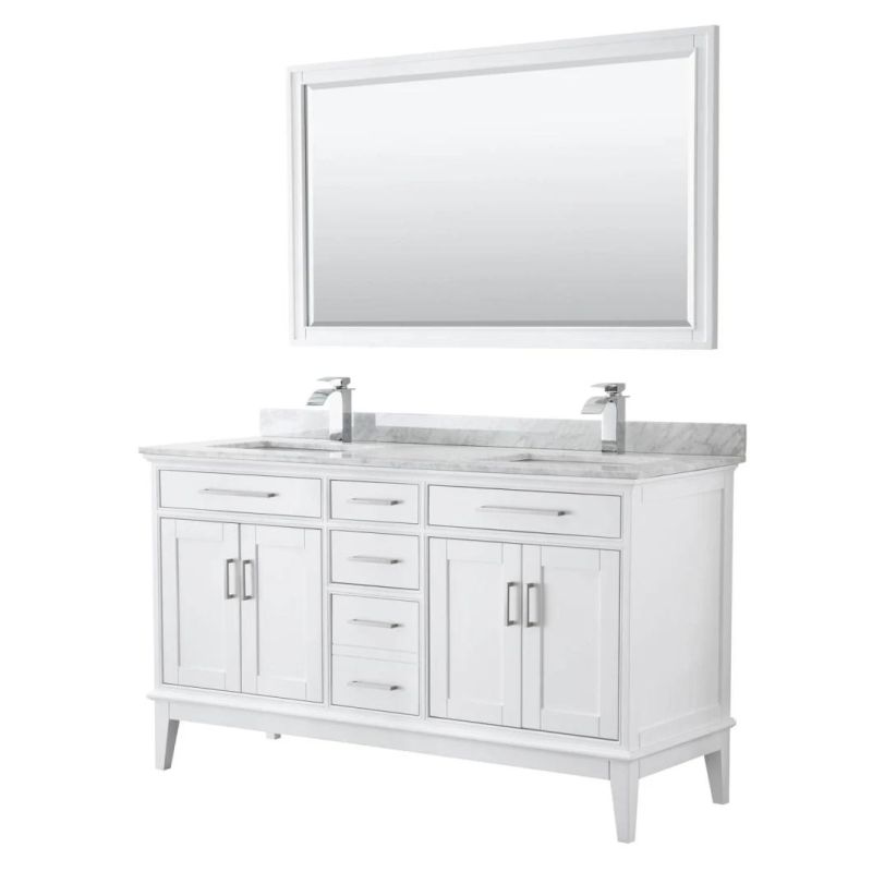 60" Double Bathroom Vanity - White