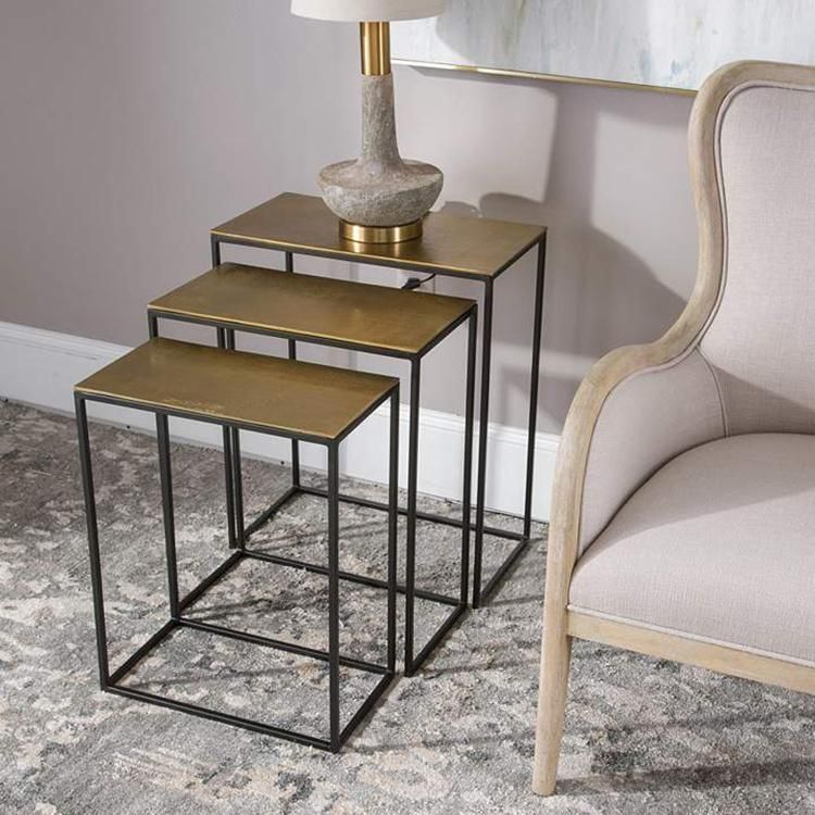 Metal Wood Tea Table Coffee Table Side Table Furniture for Bedroom or Living Room Suit