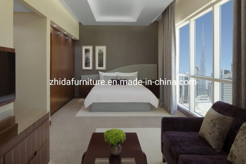 Custom Made Modern Hotel Villa Apartment Bedroom Guest Living Room Bedroom Furniture King Size Bed with Unique Shape Headboard