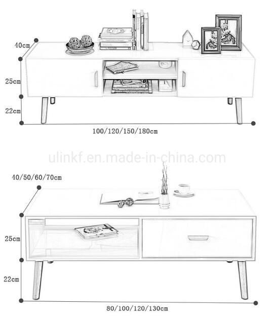 Modern Home Living Room Furniture MDF Wooden Coffee Table Stand TV Cabinet (UL-9BE205)