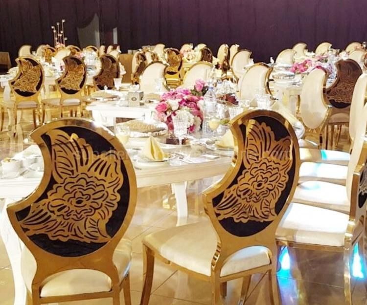 Factory Directly Sell Golden Metal Hotel Event Wedding Banquet Chair