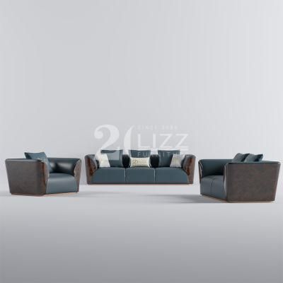 High Quality Home Office Furniture Modern Style Stainless Steel Frame Living Room Genuine Leather Sofa