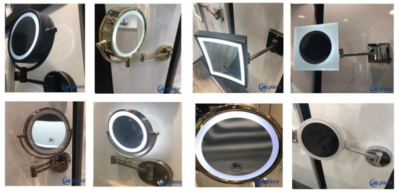 Bathroom LED Round Wall Mount Make up Magnification Mirror with Arm