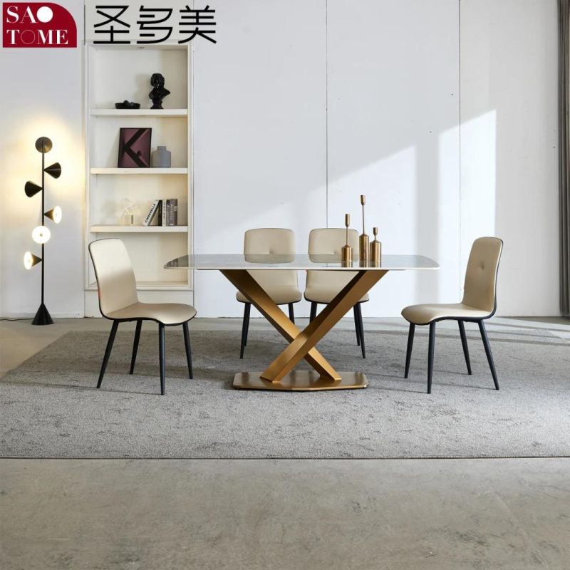 Modern Living Room Dining Room Furniture Cross Table Titanium Dining Table