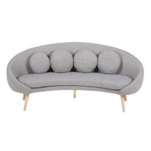 Modern Fabric Leisure Home Hotel Office Furniture Bedroom Cambered Recliner Sofa for Living Room with Wood Frame