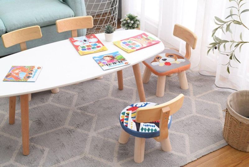 Cartoon Child Furniture Cute Children Stool Solid Wood Kids Round Stool Chairs for Kindergarten