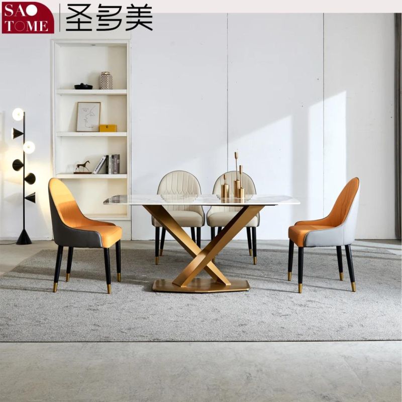 Modern Living Room Dining Room Furniture Cross Table Titanium Dining Table