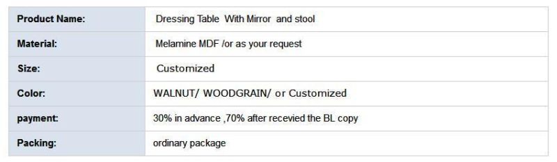 Modern Simple Design Dressing Table with Stool Customized Factory Supply