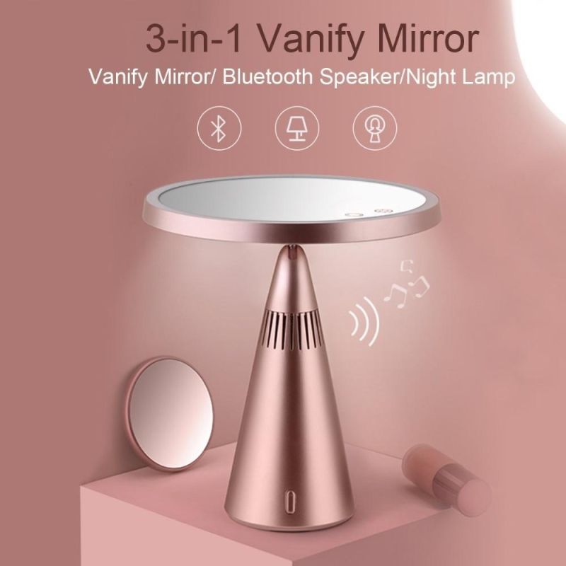 Round Light LED Makeup Mirror with Bluetooth Speaker