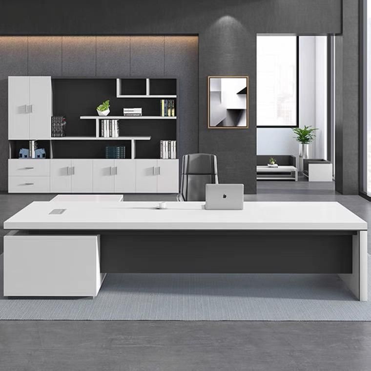White L Shape Corner Manager Desk with Drawer