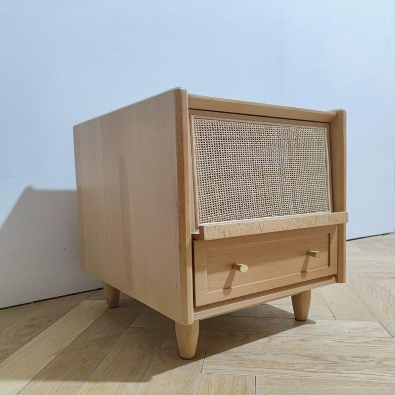 Modern Solid Wood Varnish Rattan Coffee Table Living Room Furniture