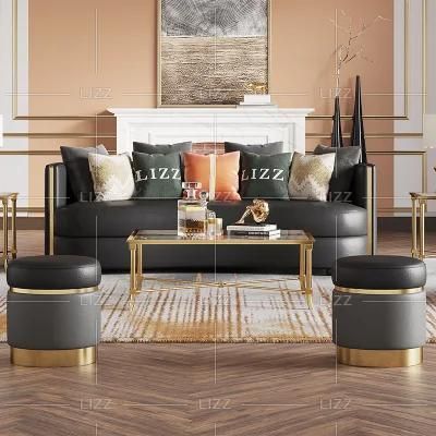 Hot Selling Luxury Modern Home Hotel Furniture Sets Modular Italian Black Geniue Leather Sofa