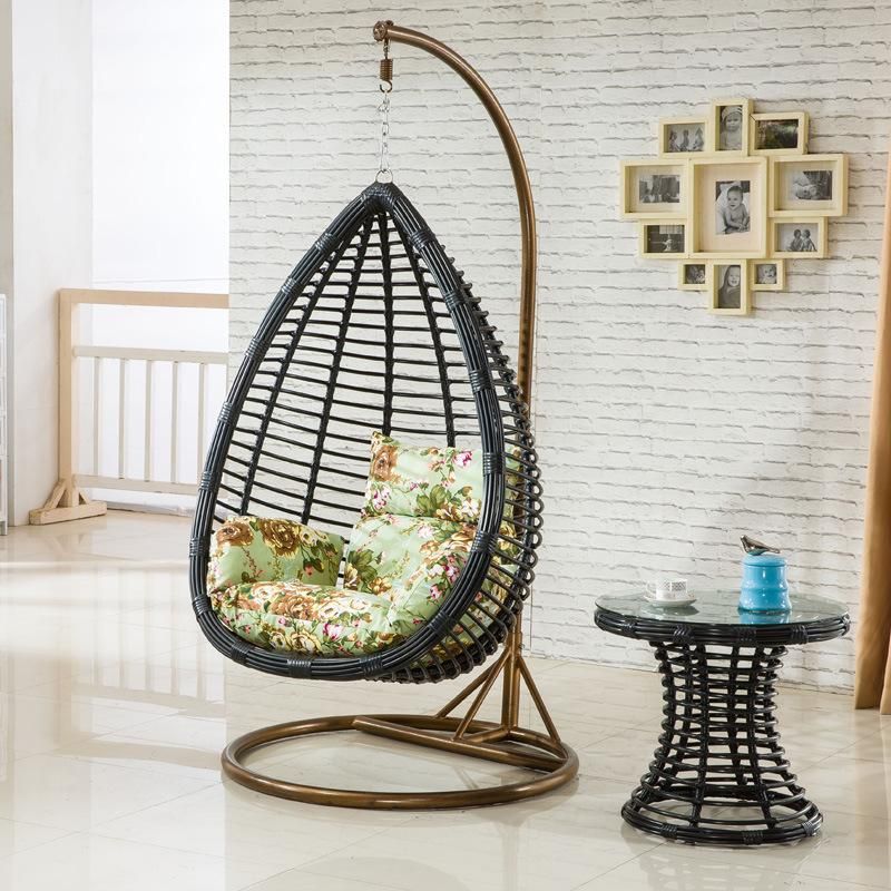 Hot Sell Modern Green Outdoor Hanging Rattan Chair Leisure Wicker Patio Swing Double Chair