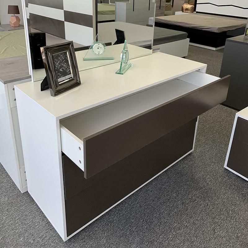 Modern Simple Design Home Furniture Melamine Bedroom Set with Bed Night Stand Dressing Table