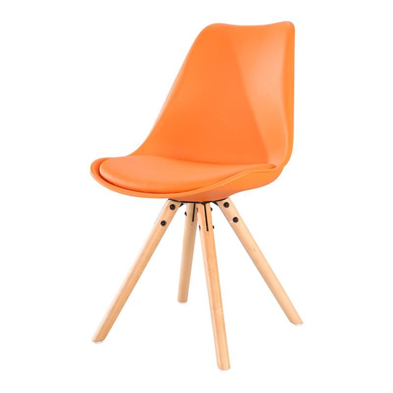 Italian Dining Room Restaurant Furniture Cushion Wooden Legs PP Tulip Modern Plastic Dining Chairs