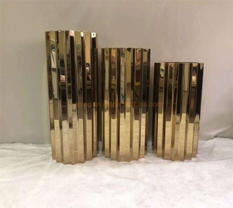 Modern Furniture Clear Tempered Glass Top Center Coffee Table Wedding Decoration Gold Stainless Steel Frame Flower Stand