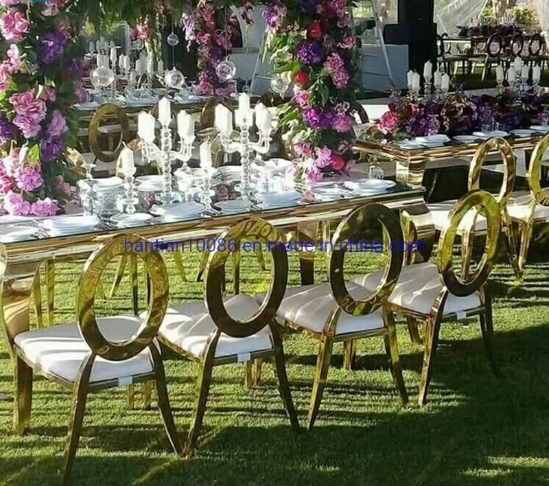 Moon Design Back Metal PU Leather Wedding Hotel Restaurant Dining Chair