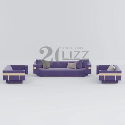 Nordic Style Luxury Hotel Home Furniture Italian Design Living Room Leisure Purple Fabric Sofa