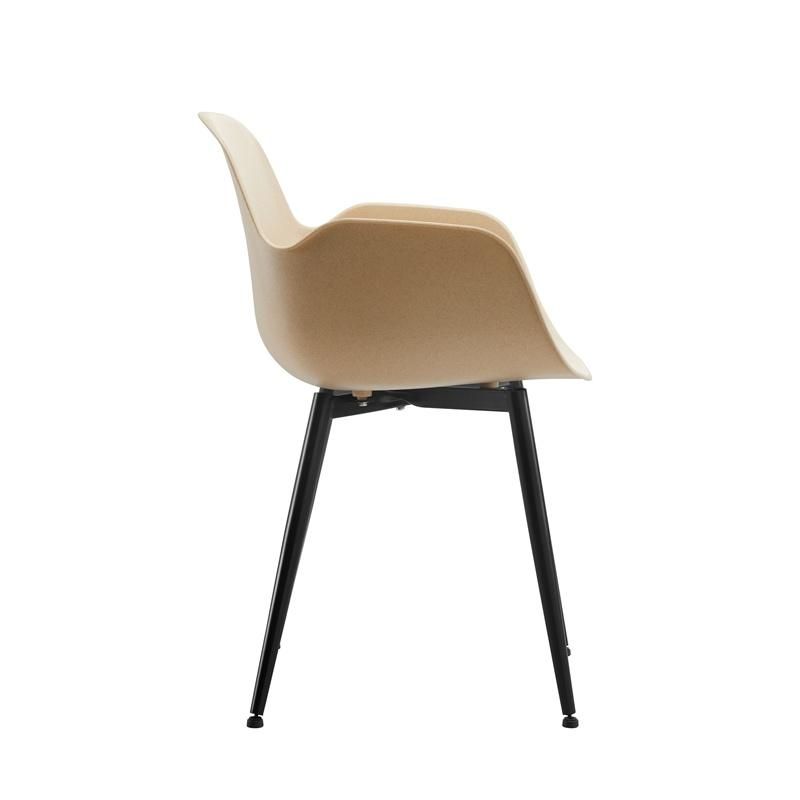 Cheap Stackable Living Room Furniture Restaurant Cafe Metal Legs Dining PP Plastic Seat Chair with Arms