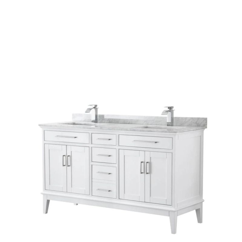 60" Double Bathroom Vanity - White