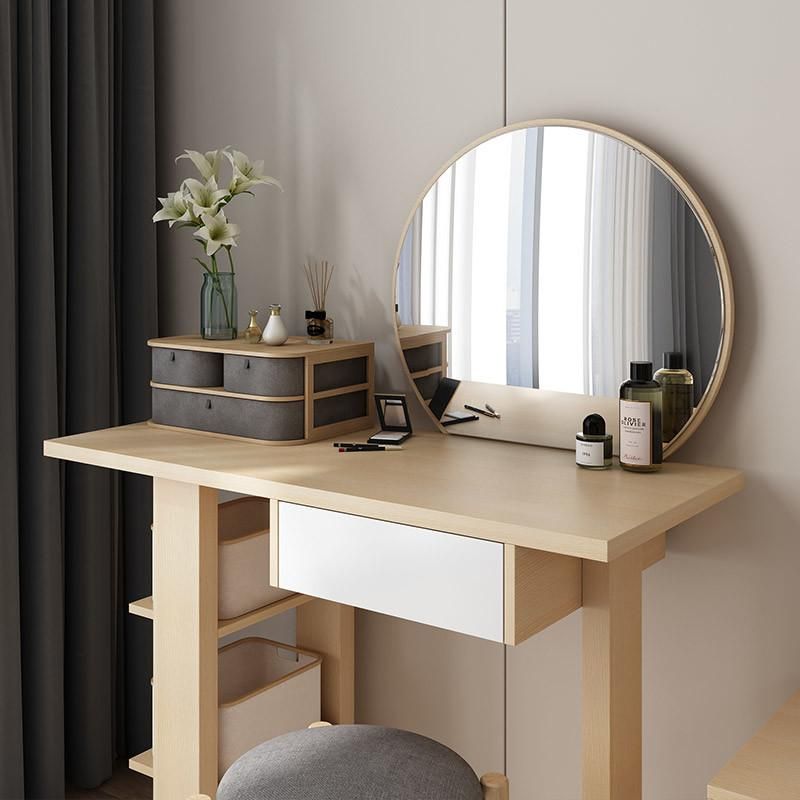 Simple and Fashionable Warm Wood Color Dressers, Orderly Storage Dressing Table Bedroom Furniture Custom Made