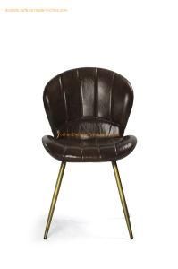 Vintage Full Genuine Leather Metal Dining Living Room Office Meeting Chair