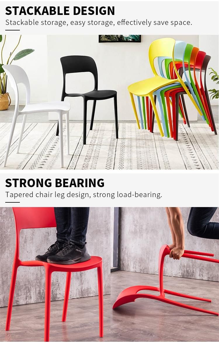 Colorful Modern Restaurant Kitchen Cafe Design Sillas Plasticas Chaise Stackable Dining Plastic Chair
