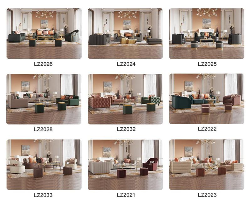 Hot Selling European Style Modern Modular Wood Furniture Italian Geniue Leather Sofa Set with High Quality