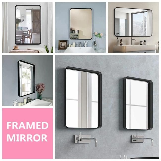 Hotel Full Length Bathroom Vanity Bronze Silver Black Color Stainless Steeel Metal Framed Mirror