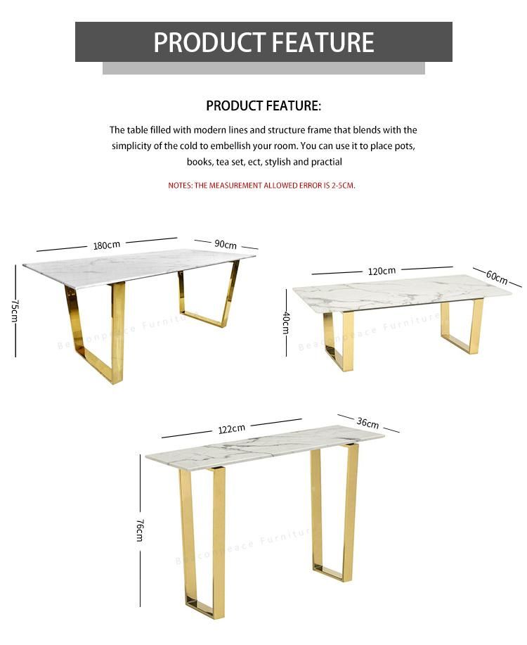 Modern Marble Top Restaurant Night Club Furniture Gold Dining Table