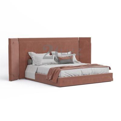 Luxury Queen Size Contemporary European Italian Modern Style Fabric Bed with Nightstand