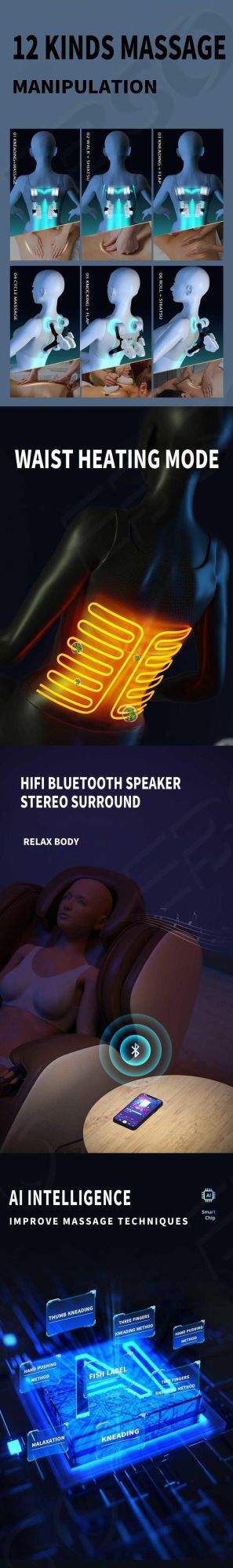 Best Sellers Full Body Zero Gravity Massage Chair with Music Speaker Heating Foot Roller for Home and Office