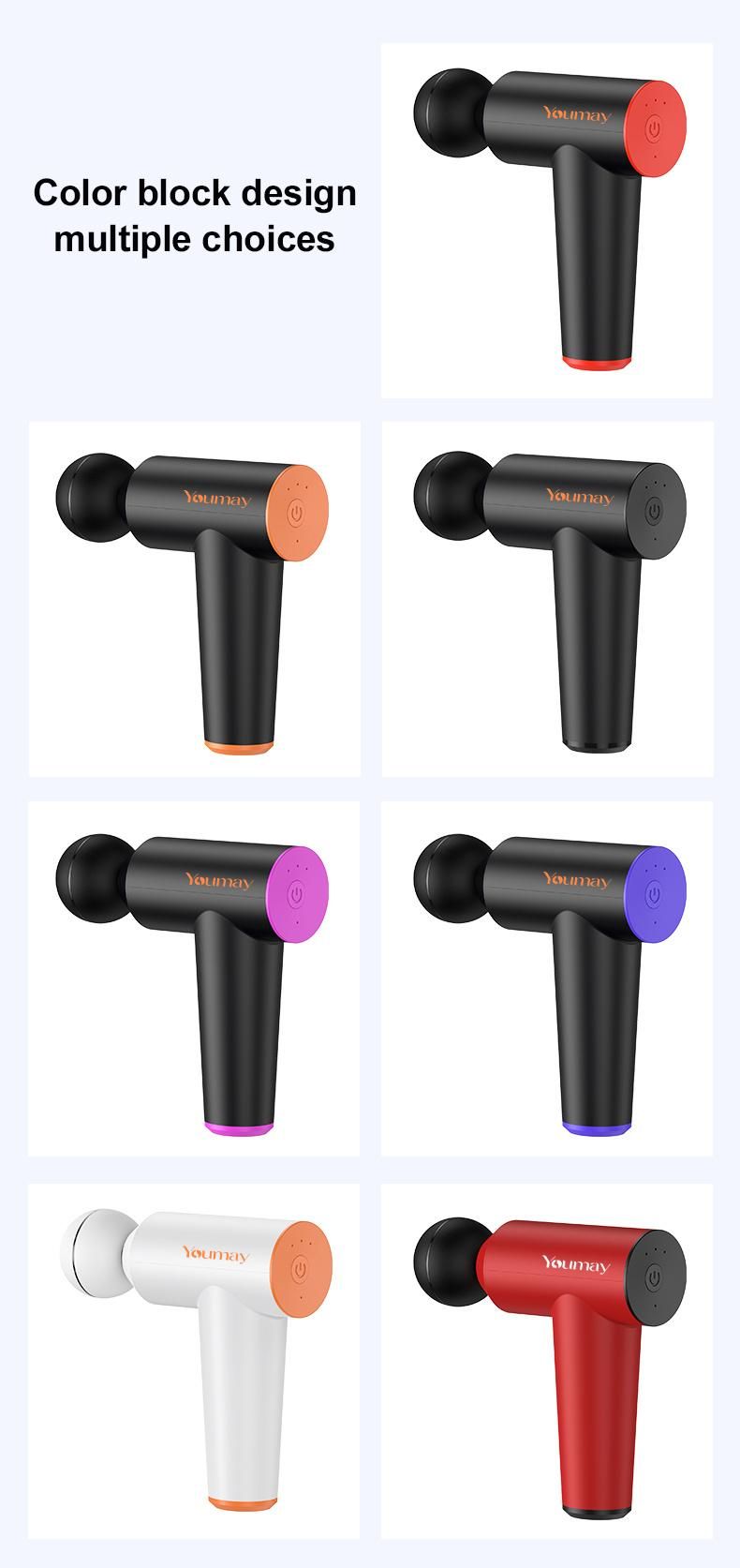 Powerful Massage Gun Handheld Massager Dropshipping Sport Deep Tissue Percussion Fascia Type C Mini 6 Heads Massage Gun