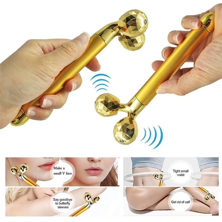 2021 24K Gold Energy Beauty Bar Vibrating Facial Lifting Skin Care T Shape Y Shape Electric Face Massager