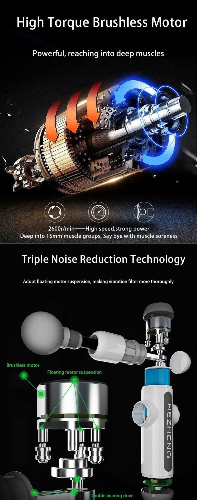 Rechargeable Hand Held Deep Tissue Massager Massage Attachments for Massage Gun Muscle Gun